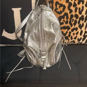 Rebecca Minkoff Metallic Silver Women's Leather Backpack